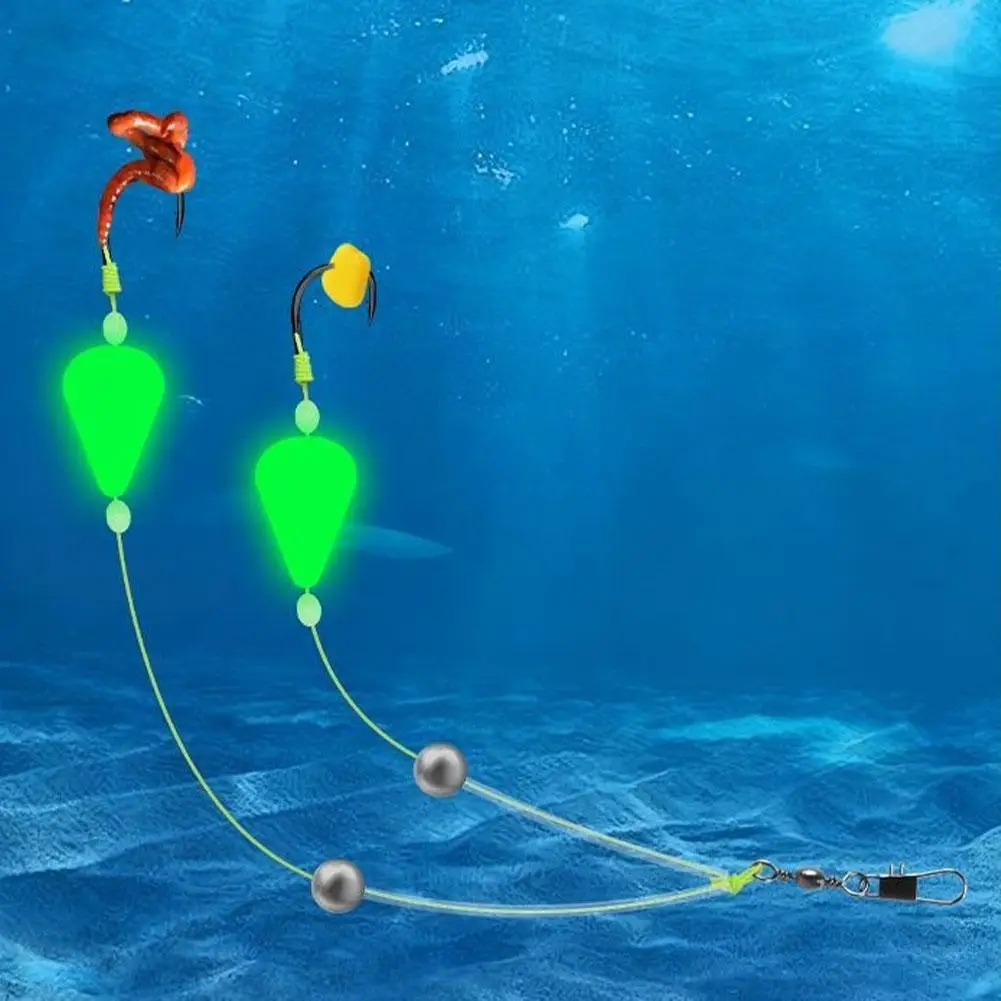 Doppelhaken-Angelvorrichtungen mit Nachtlicht-Design, Doppelte Auftriebskraft & Reverse Bottom Ready Made Pesca Karpfen-Rigs Angelköder – Detail 20