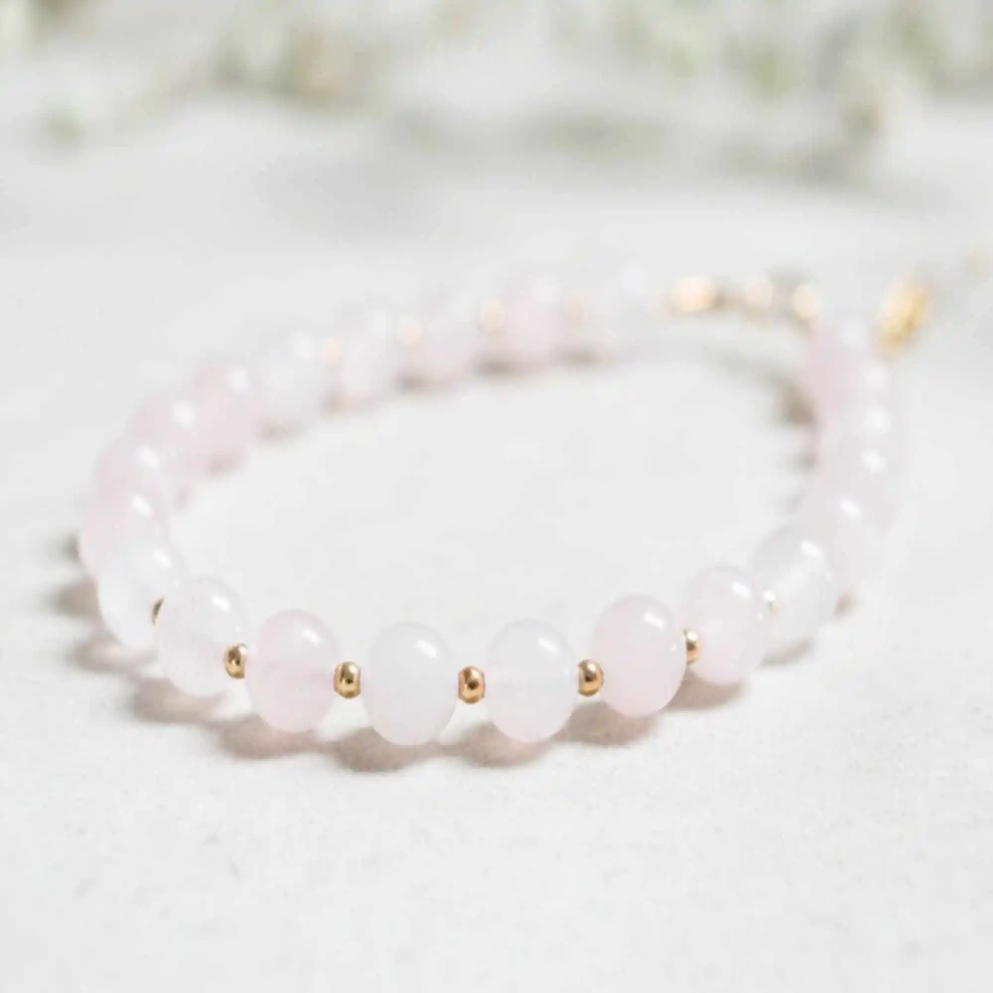 6mm Natural pink round Rose Quartz beads 14K gold fill bracelet Yoga Beaded Colorful spread Blessing Chain Lucky Bless Prayer