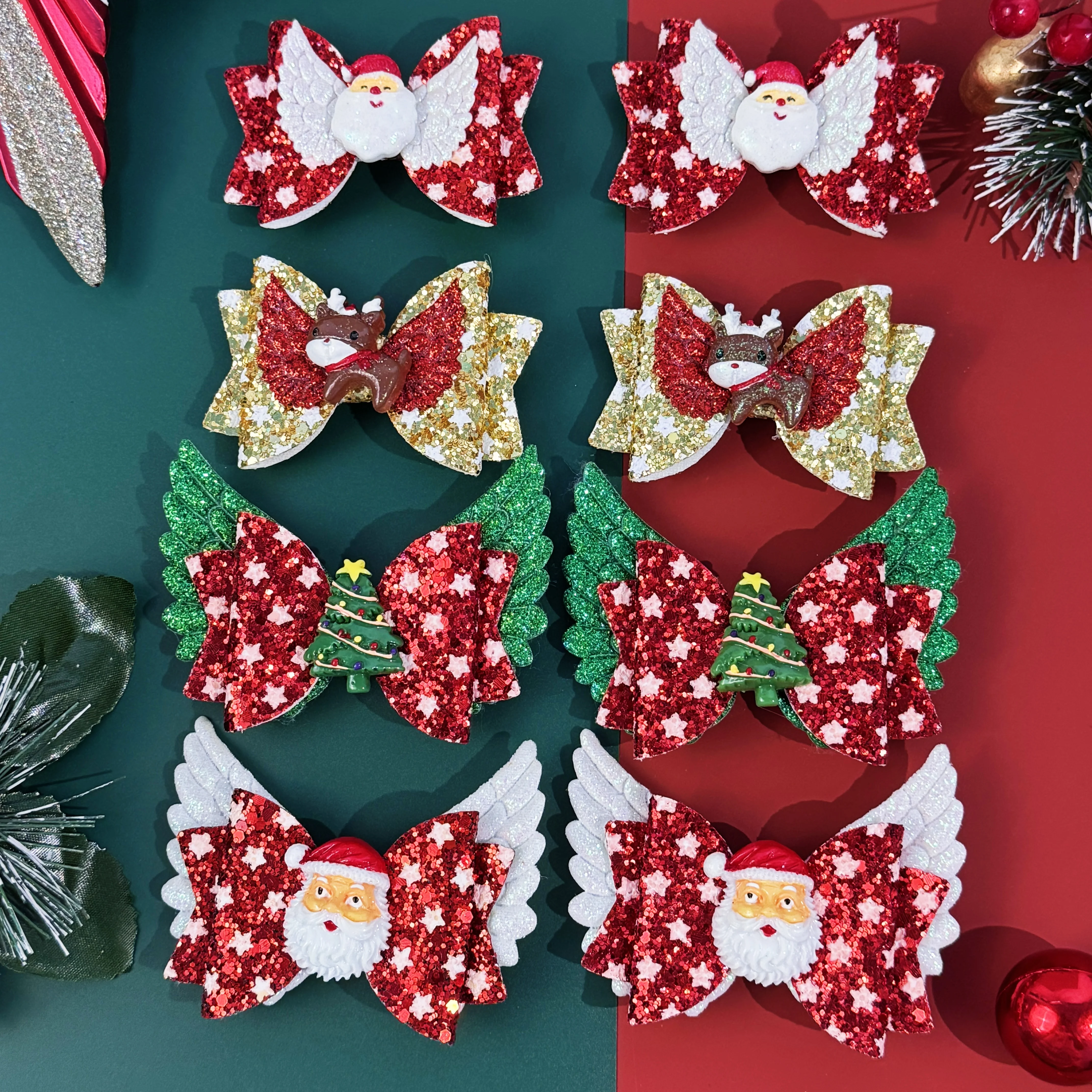 4/8 stücke Weihnachten Haar Bögen Haar Clip Für Nette Mädchen Kinder Santa Claus Haarnadel Barrettes Kinder Weihnachten Party Haar zubehör