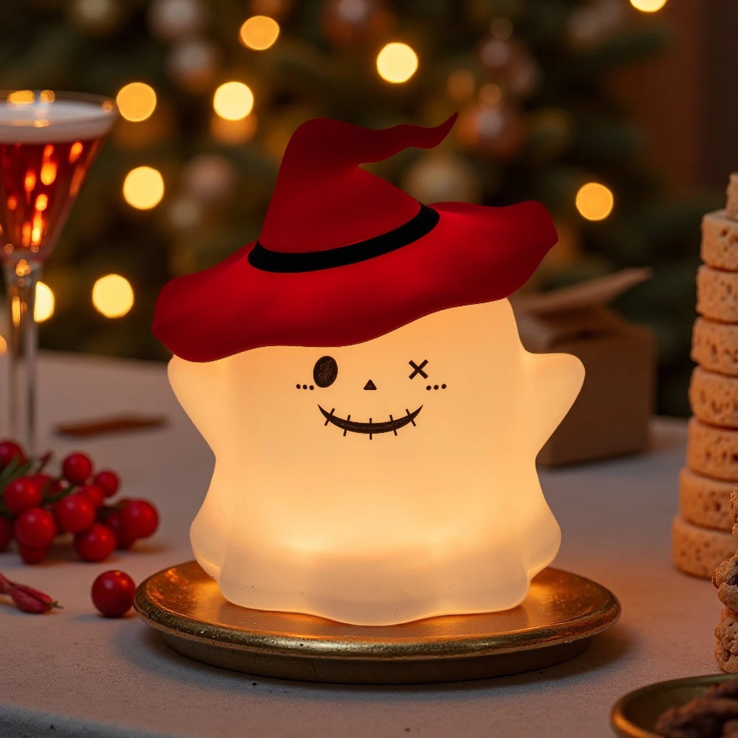 Niedliches Geister-Nachtlicht für Kinder Wiederaufladbare Tischlampe für Halloween RGB Schreibtischlampe Dekorative Desktop-Leuchte Geschenk für Kinder