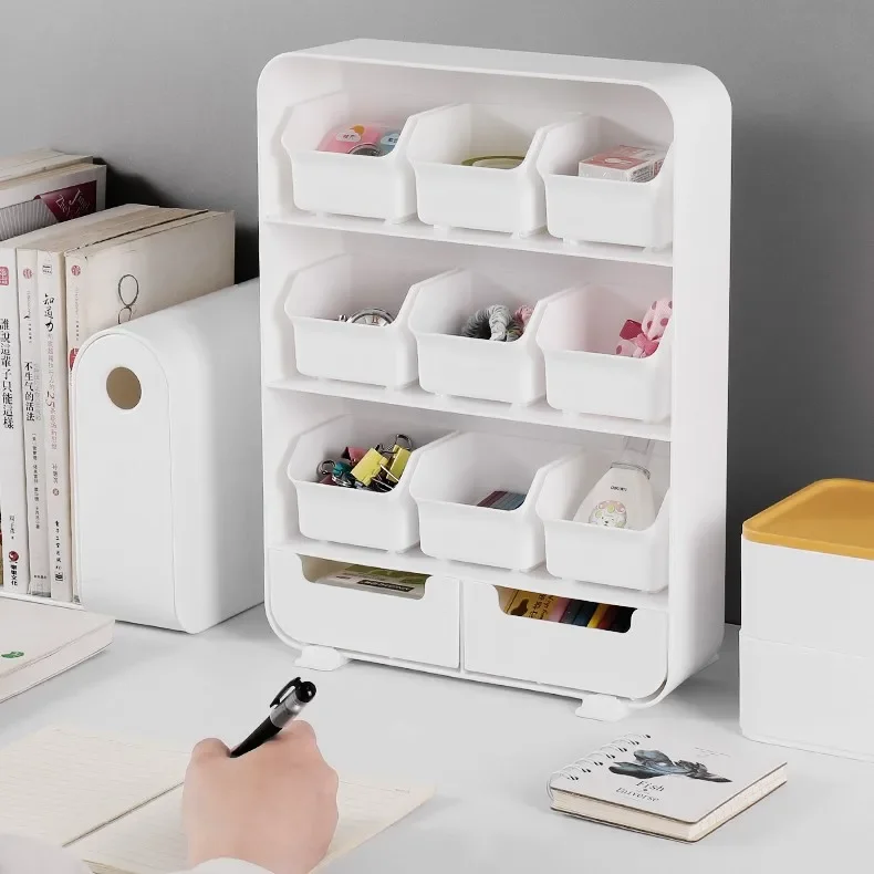 Desktop Stationery Storage Box Drawer Type Student Dormitory Desk Stationery Mask Cosmetics Organizing Box