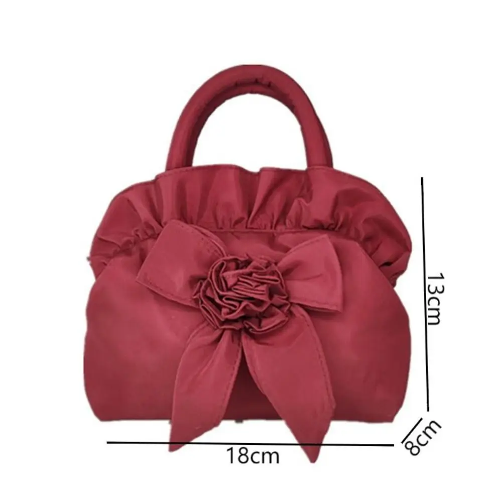 Small Women Middle Bag Top Handle Ladies Handbag Phone Bag Summer Purse National Style With Zipper Bowknot