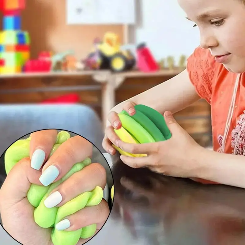 Juguete de plátano para apretar, pelotas antiestrés de plátano suaves que cambian de Color, juguete elástico para apretar frutas, divertido juguete para aliviar el estrés para la parte del hogar