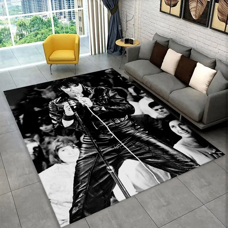 Retro The King E-Elvis Presley Non-Slip Area Rug for Living Room,Bedroom,Playroom,Soft Carpet Floor Mat Home Decor Rug  Room
