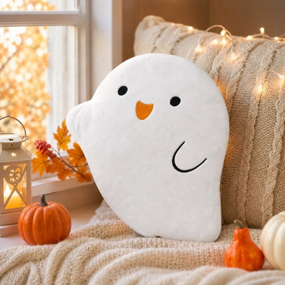 Super Soft Halloween Black Cat Pillow Cartoon PP Cotton Filing Ghost Shaped Throw Pillow Skin-friendly Waist Pillow Living Room