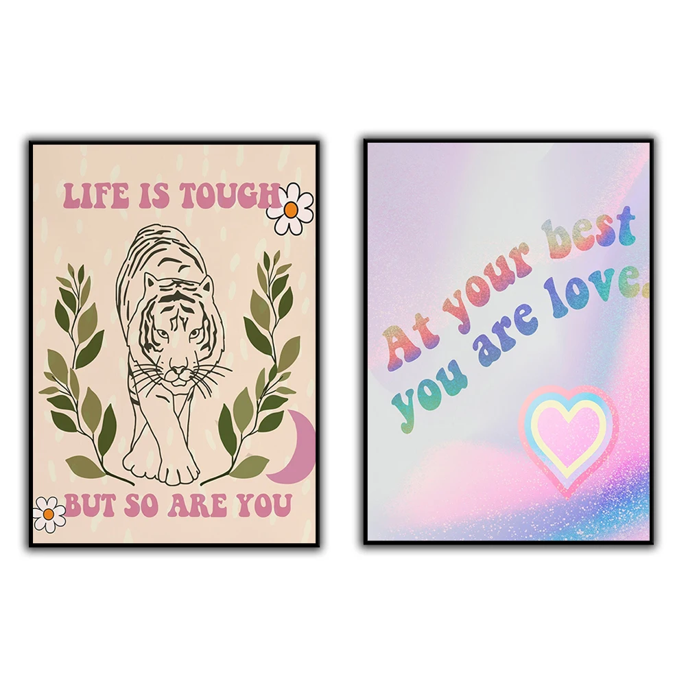

Retro Tiger Print - Pink Tiger Print - Hippy Poster - Retro Print - Life is Tough but so are You