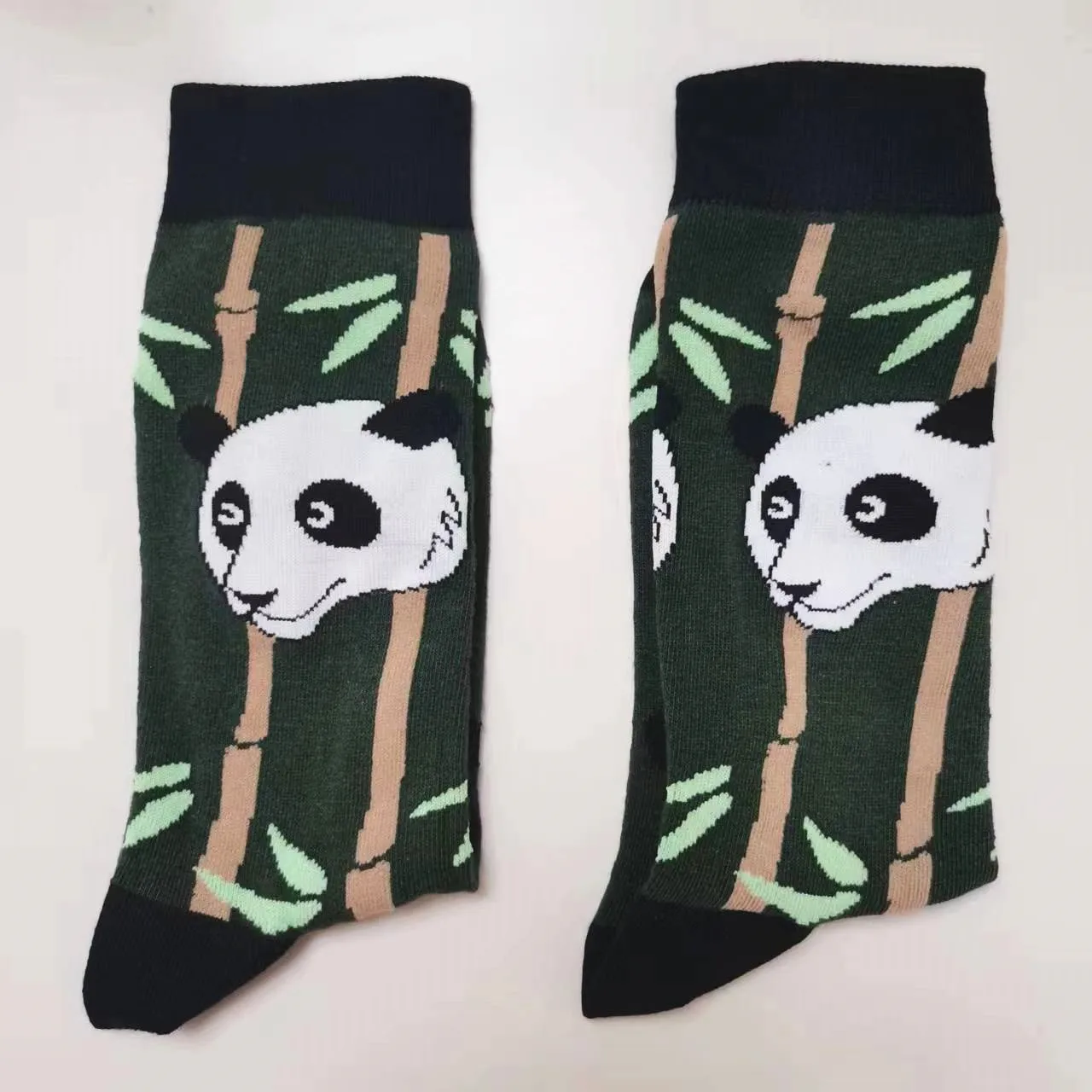 Funny Panda Cotton Men Crew Animal Sock Street Tide Cacual Socks Gift Vacation Men Husband Cute Novelty Funky Dark Green