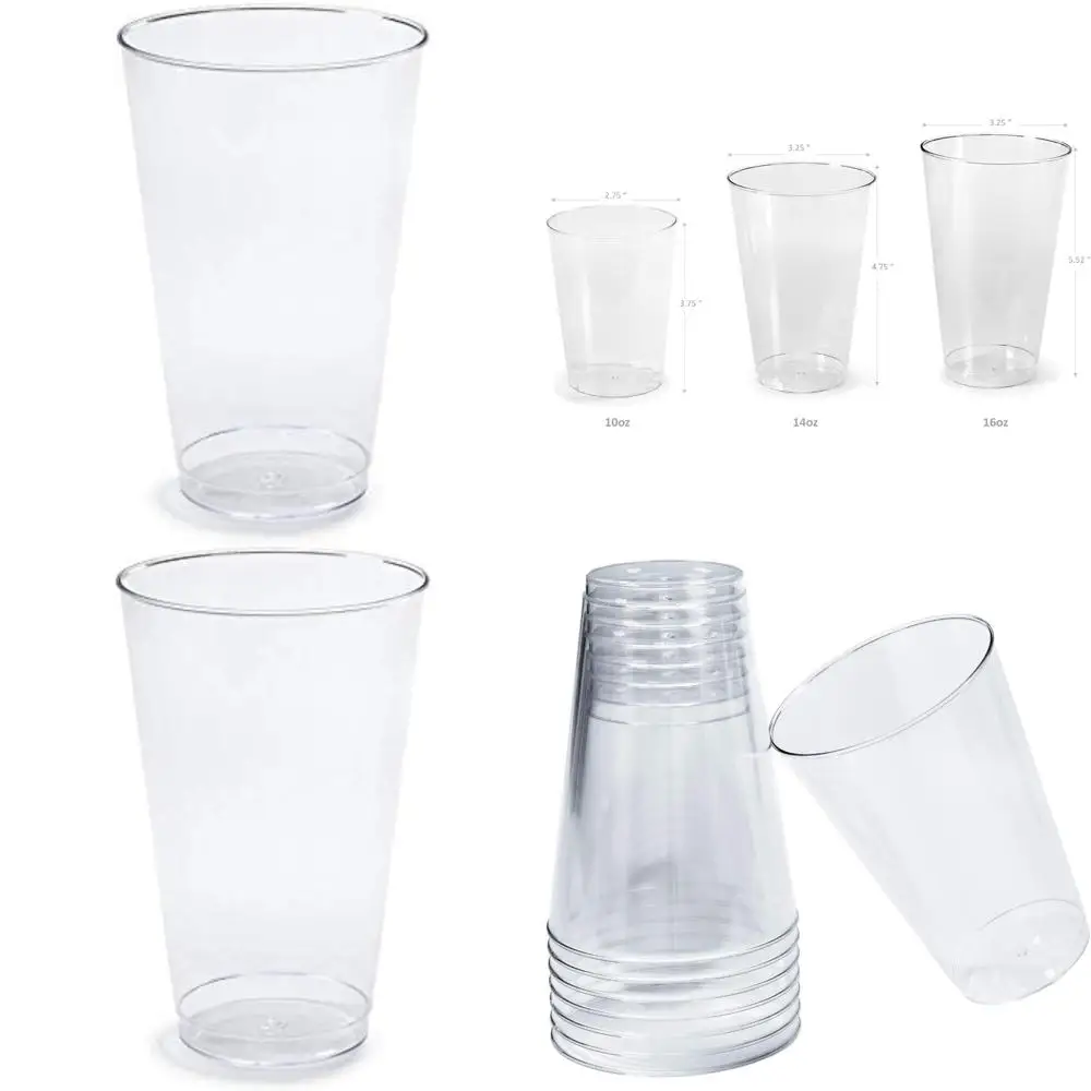 

Disposable Plastic Tumblers for Weddings and Parties - 200 Clear 14 Oz Cups Ideal for Celebrations