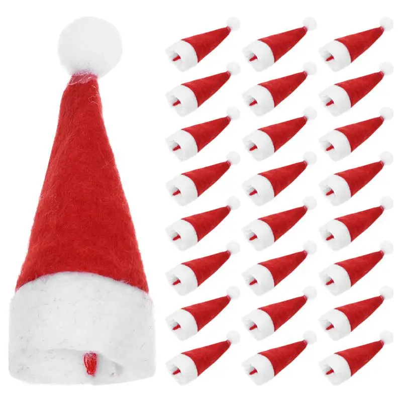 

24pcs Christmas Hats Xmas Silverware Holder Santa Hats Lollipop Christmas Ornaments Lollipop Candy Hat