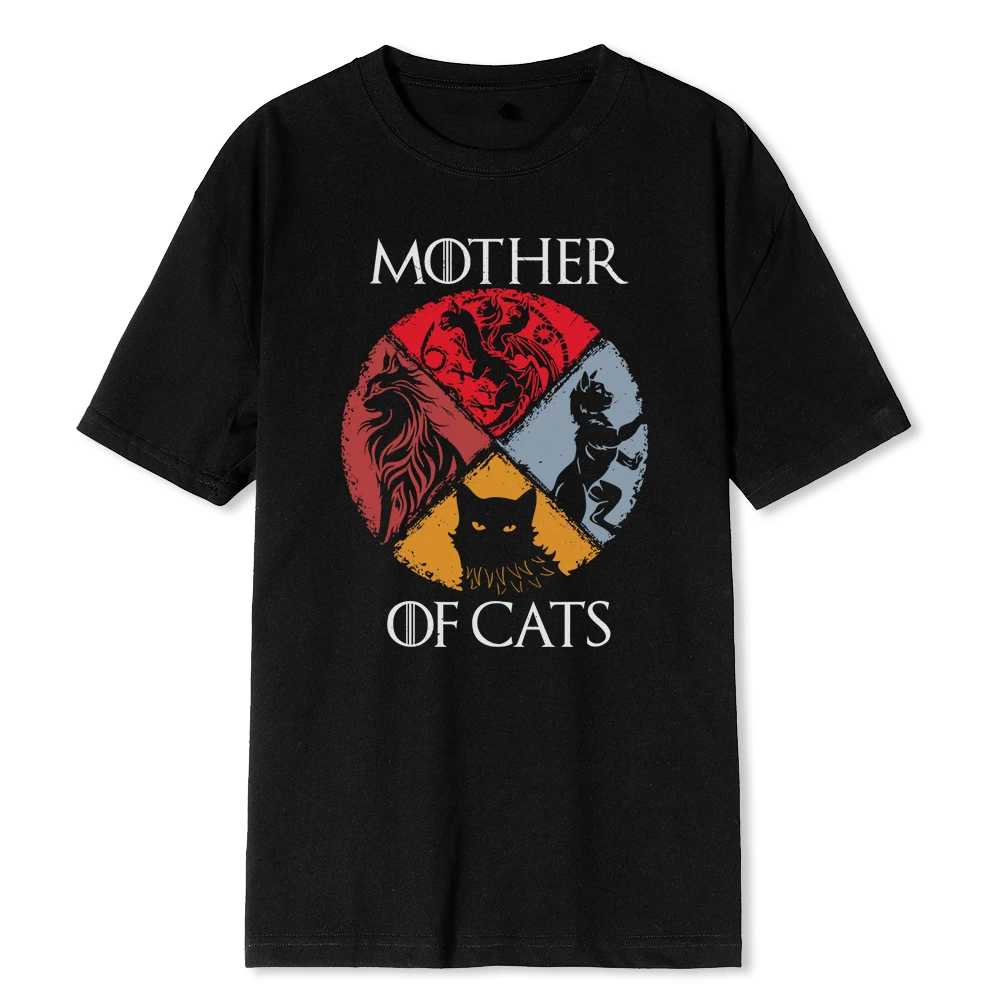 

Футболка мужская с принтом семейной кошки матери кошки, качественная Повседневная хлопковая рубашка, дышащая футболка в стиле хип-хоп, летняя одежда Man2024
