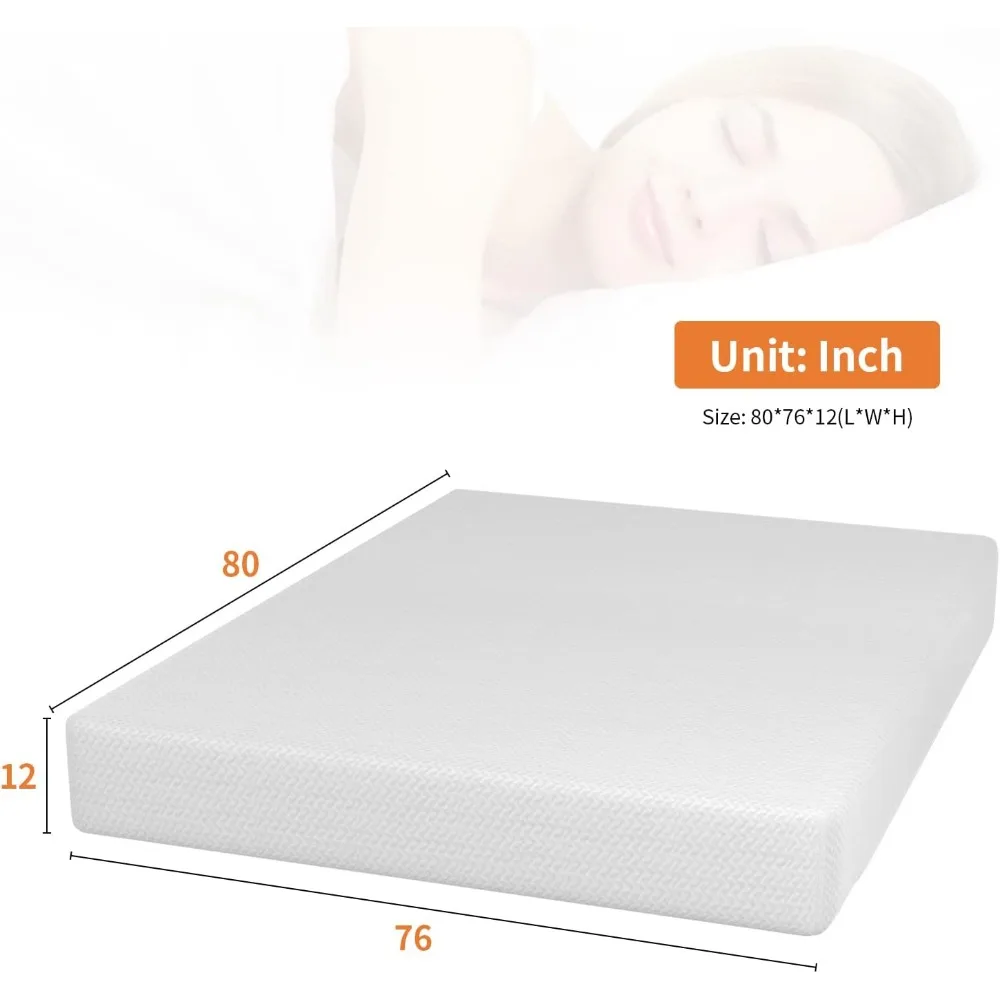 Green Tea Memory Foam Mattress,Bed-in-a-Box Medium Firm Mattress Fiberglass Free CertiPUR-US Certified Breathable