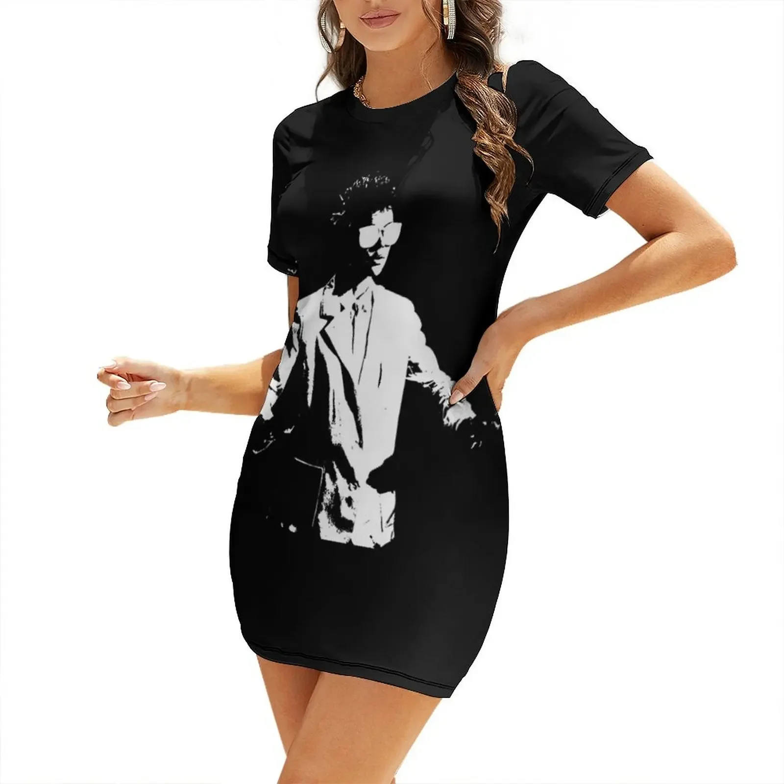 Big Science Short-Sleeved Dress dress korean style wedding dresses for woman Woman's evening dress