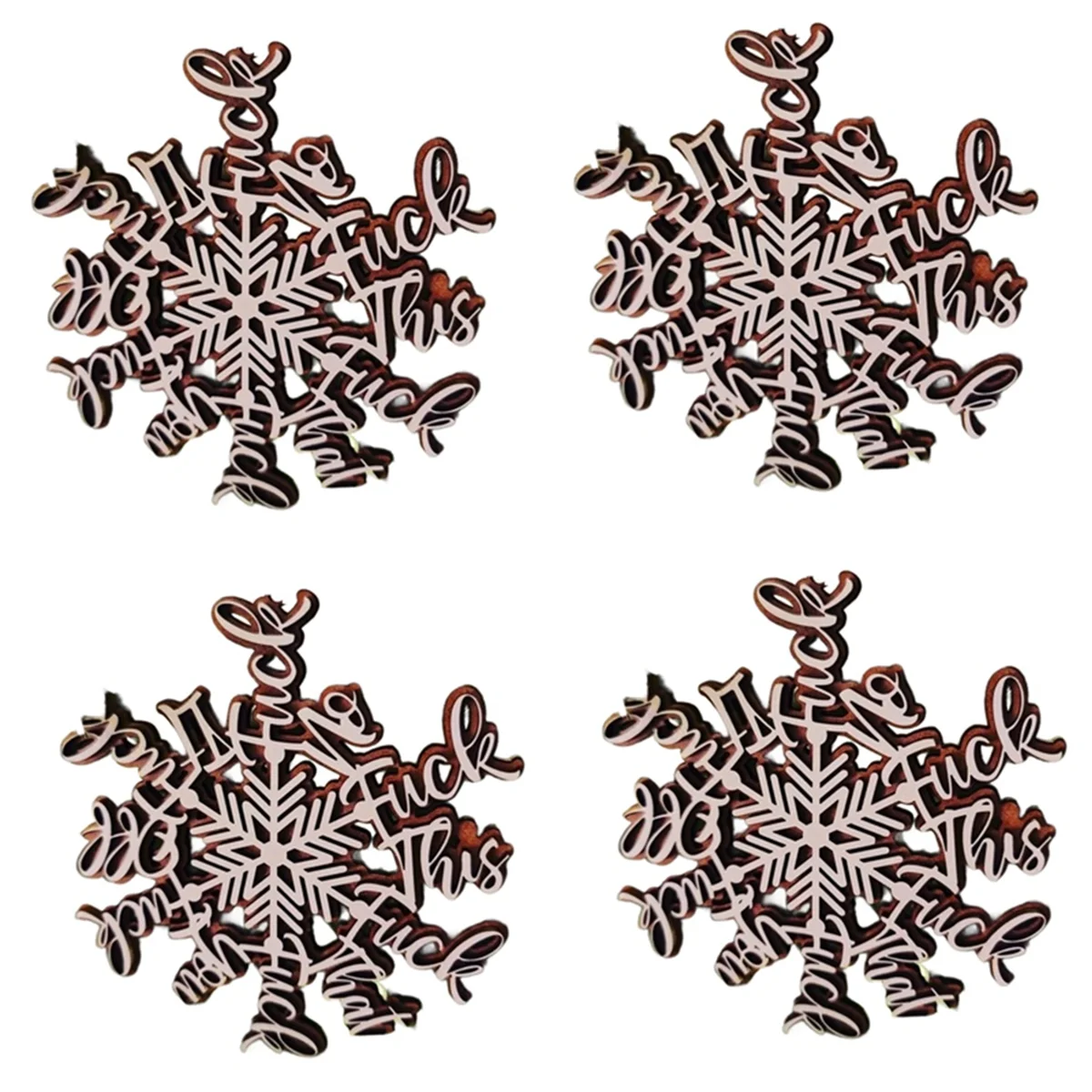 4PCS Funny Holiday Ornament Snowflake Ornament White Elephant Gift Naughty Snowflake Christmas Snowflake