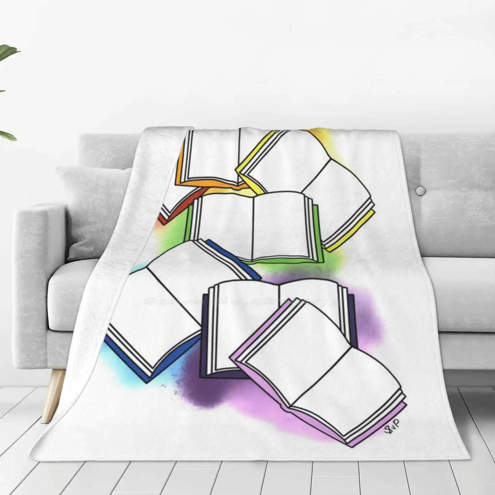 Rainbow Books ( Colour Splash ) Soft Warm Throw Blanket Rainbow Regenbogen Bücher Buch Lgbtq Pride Books