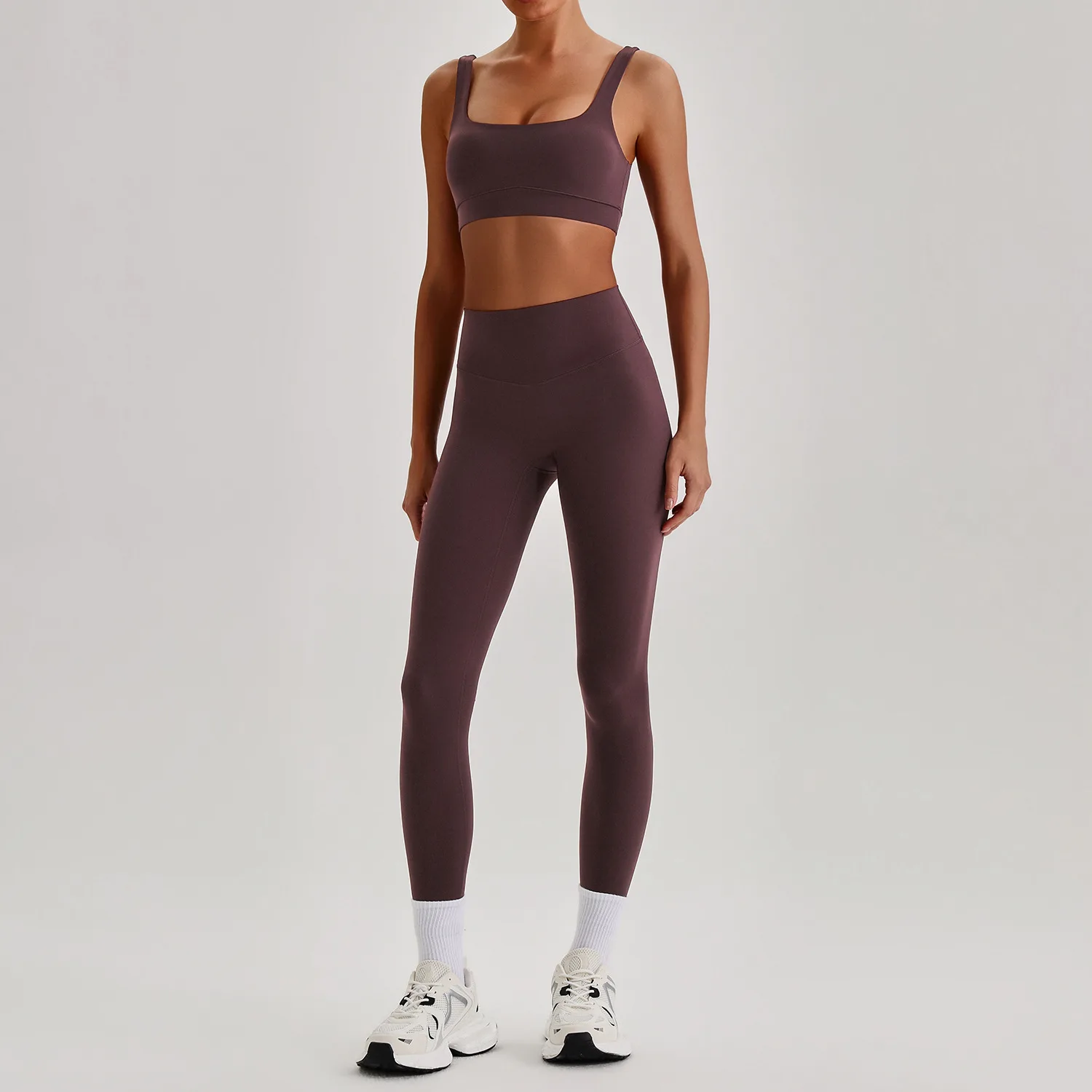 Ensemble de sport pour femme dos croisé : Legging taille haute et brassière de sport – Tenue de yoga et fitness 3366