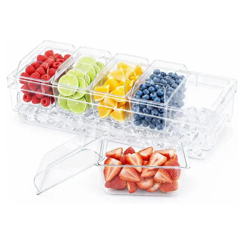 BAAR-For Party For Bar Supplies Chilled Condiment Containers, Tacos For Bar Serving Set Ice Garnish Tray Clear Serving Platter
