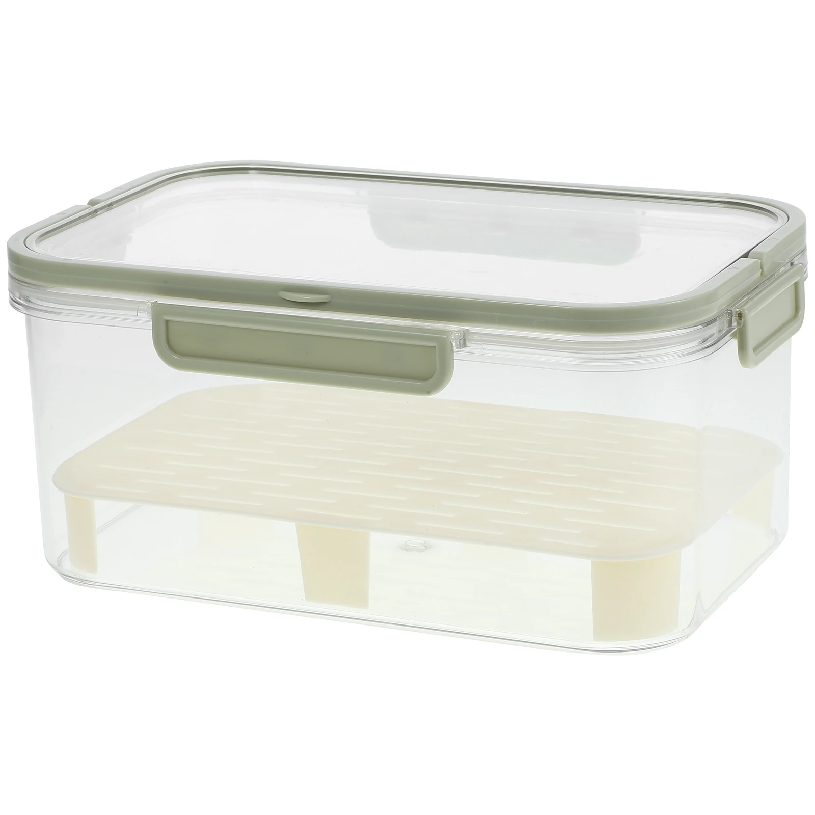 

Portable Food Fridge Organizer Bins Fresh Keeping Round Edge Refrigerator Storage Boxes Drain Plate Space Saving Kitchen Pantry