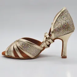Evkoodance Customsize najbardziej wygodny złote nowe styl Salsa buty do tańca towarzyskiego 8.5cm obcas Latin taniec buty damskie Evkoo-267