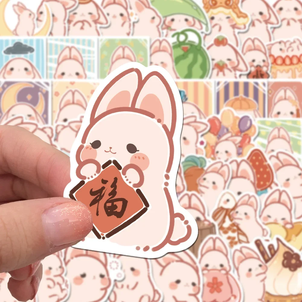 50pcs Cute Rabbit Stickers Cartoon Rabbit Waterproof Stickers for Children Mobile Phone Notebook Stickers