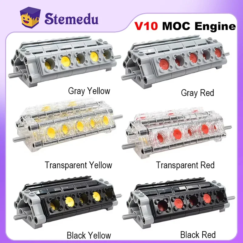 MOC 엔진 실린더 모델 V10 창의적 기술 부품 키트, 하이테크 자동차, 어린이 선물, DIY 빌딩 블록, 교육용 장난감, 신제품