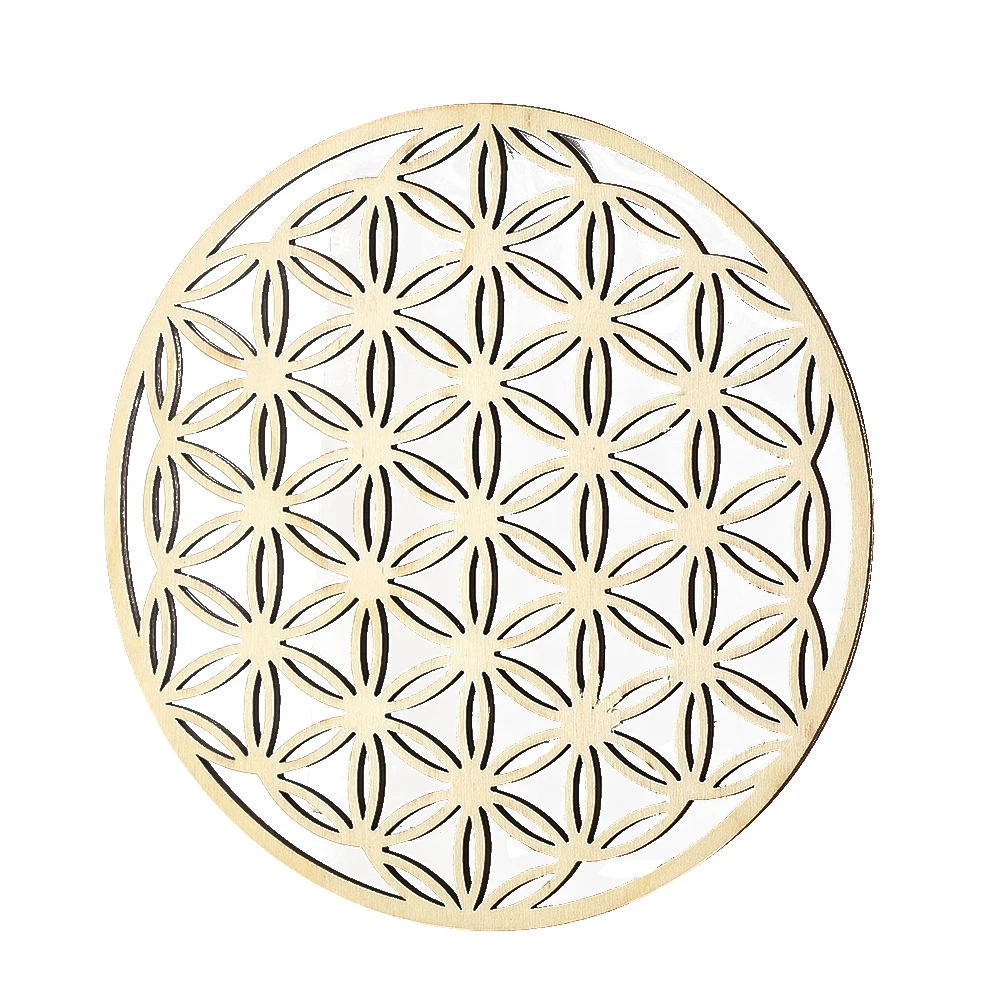 

20cm Wooden Flower of Life Chakra Crystal Grid Board Sacred Geometry Yoga Meditation Energy Spiritual Altar Wall Art Home Decor
