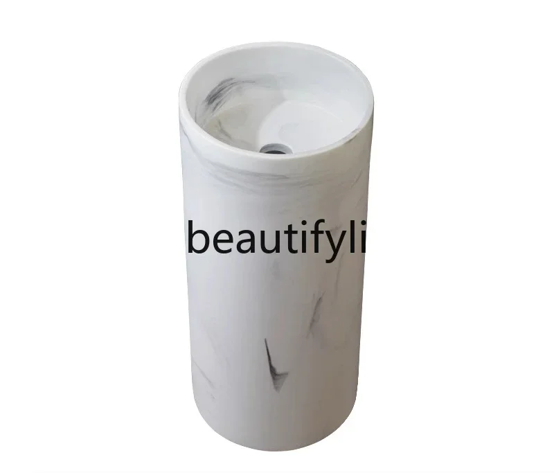 

ss25 Marble ink painting column basin integrated washbasin wash basin Nordic simple ink white