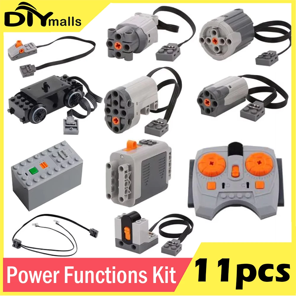 11pcs Technical Blocks Servo PF Train Motor Power Functions MOC High-Tech Parts Bricks Accessories Technik Servo RC Motor 8884