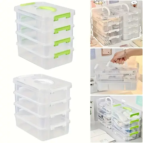 4-Layer Tool Sorting Box, Plastic, Enlarged Thickened, with Compartment Drawer, for Toy Building Blocks