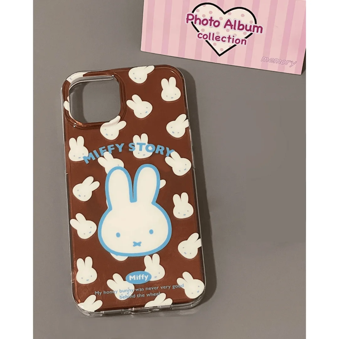 Kawaii Miffy Iphone 7/8/XS/XR/11/12/13/14/15/16ProMax Phone Case Silicone Anti-drop Simple All-wrap Soft Case Christmas Toy Gift