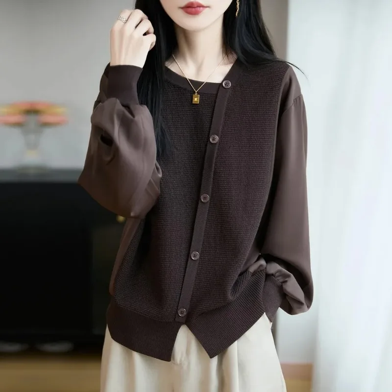 

Spring Autumn Women's Sweater Belly Covering Slimming Top 2025 New Knitted Bottoming Shirt