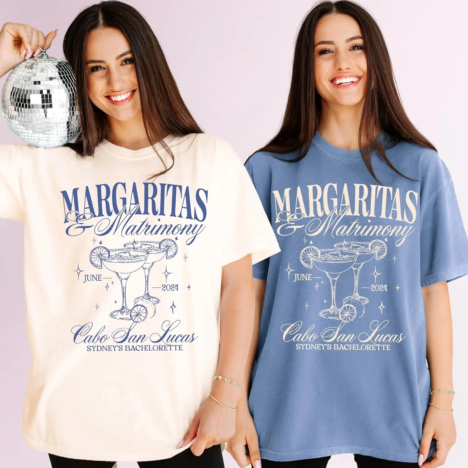 Margs and Matrimony Luxury Bachelorette Party Shirts for Bridal Party, Margaritas And Matrimony