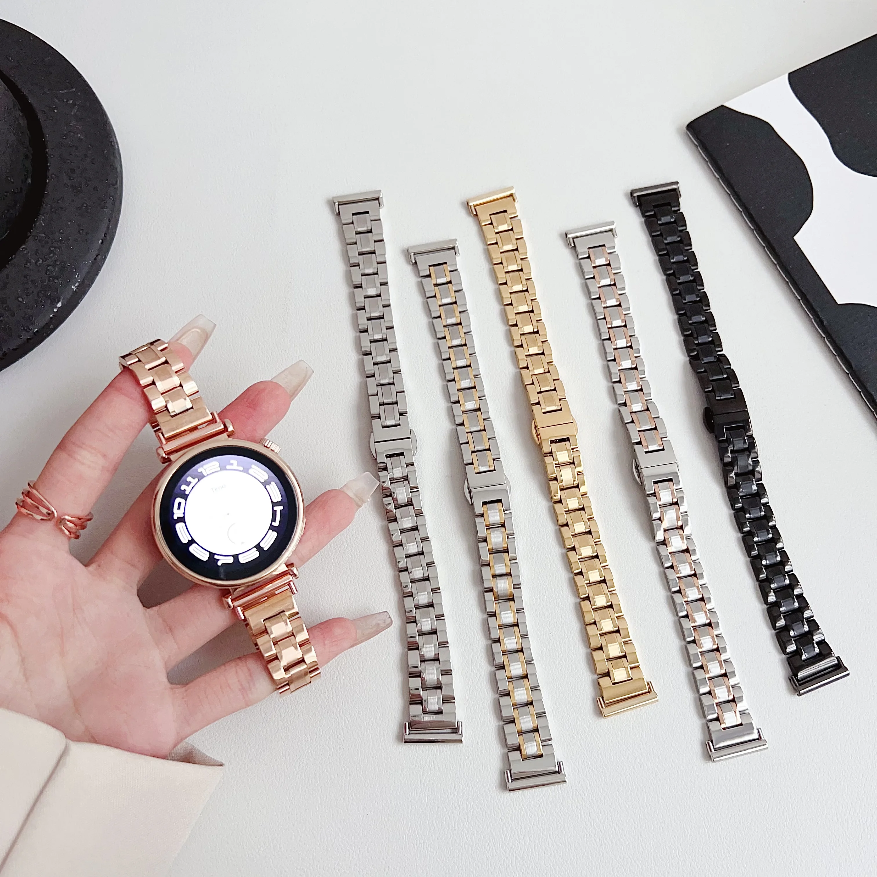18mm Stainless Steel Band For Huawei Watch GT4 41mm GT3 GT2 20mm 22mm For Samsung Galaxy Watch 6/5/4/3 Metal Bracelet Watchband