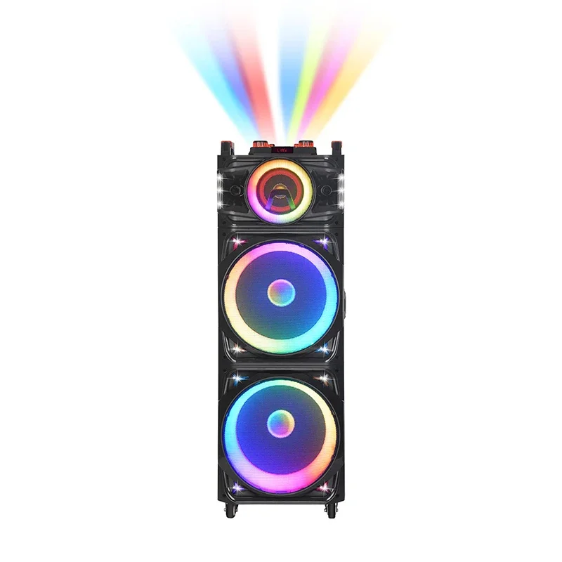 15 Inch Trolley Speaker 8 Knobs Big Power P.m.p.0 3500w Wooden LED Light Blue Tooth Outdoor Party Speaker