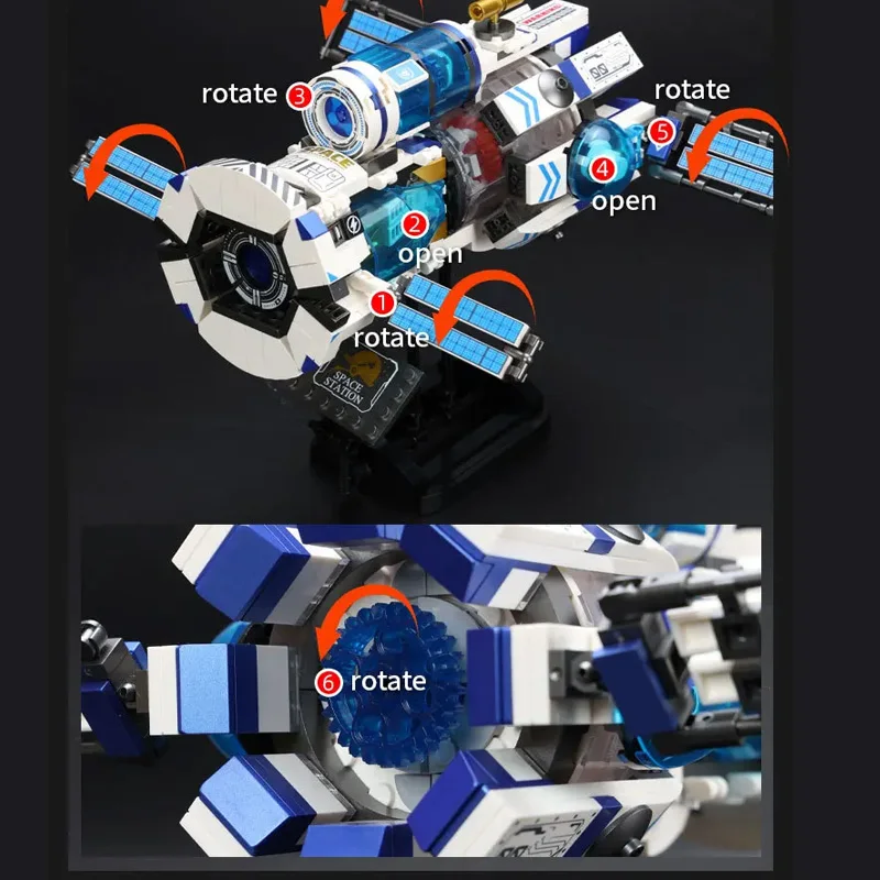MOC Space Station Model Building Blocks Kit 550PCS Spaceship Collection Ornaments Assembly Educational Toys Small Bricks Gifts