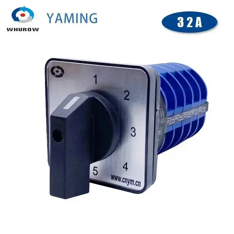 

Yaming Electric Rotary Cam Switch YMW26-32/5 Changeover Selector Silver Contact 32A 5 Poles Five Positions