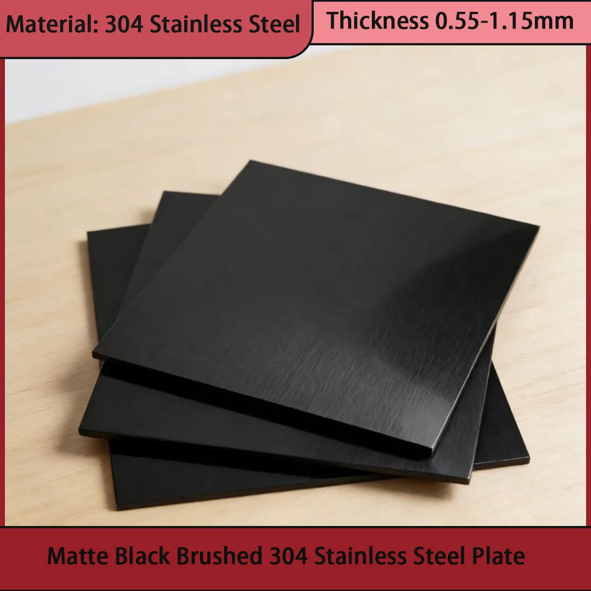 304 Matte Black Brushed Stainless Steel Plate T: 0.55-1.15mm, Suitable for High-End Decoration, Intelligent Panels, Etc