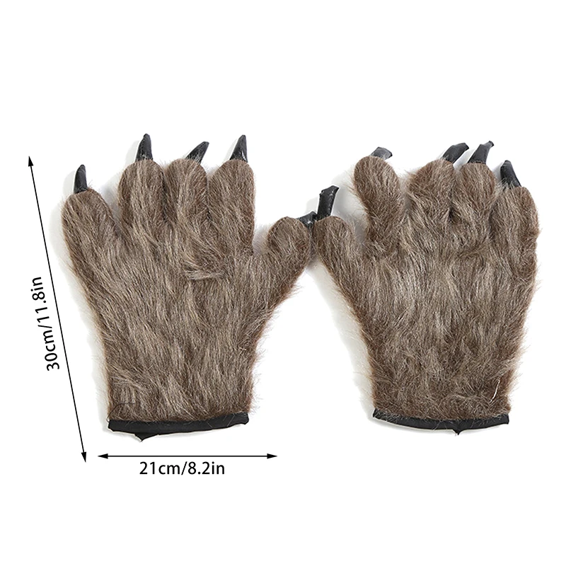 Gants créatifs de loup-garou d'Halloween, ajuster illes drôles, mains de maquillage de scène, griffes de pattes, accessoires d'horreur cosplay, 1 paire