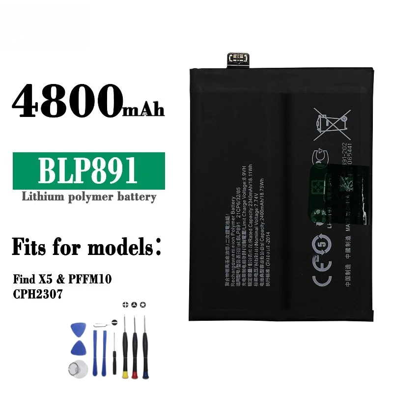 New BLP891 7.74V 4800mAh Li-Po Replacement Phone Battery for OPPO Find X5 PFFM10 CPH2307 with Free Tools Rechargeable Battery