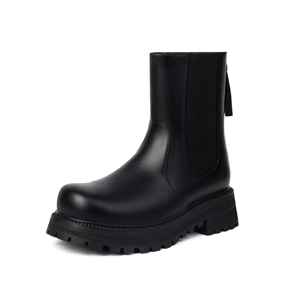 

Women Thick Heeled Round Toe Back Zipper Boots Waterproof Platform Thick Soled Riding Boots Comfortable Women Shoes 862-9