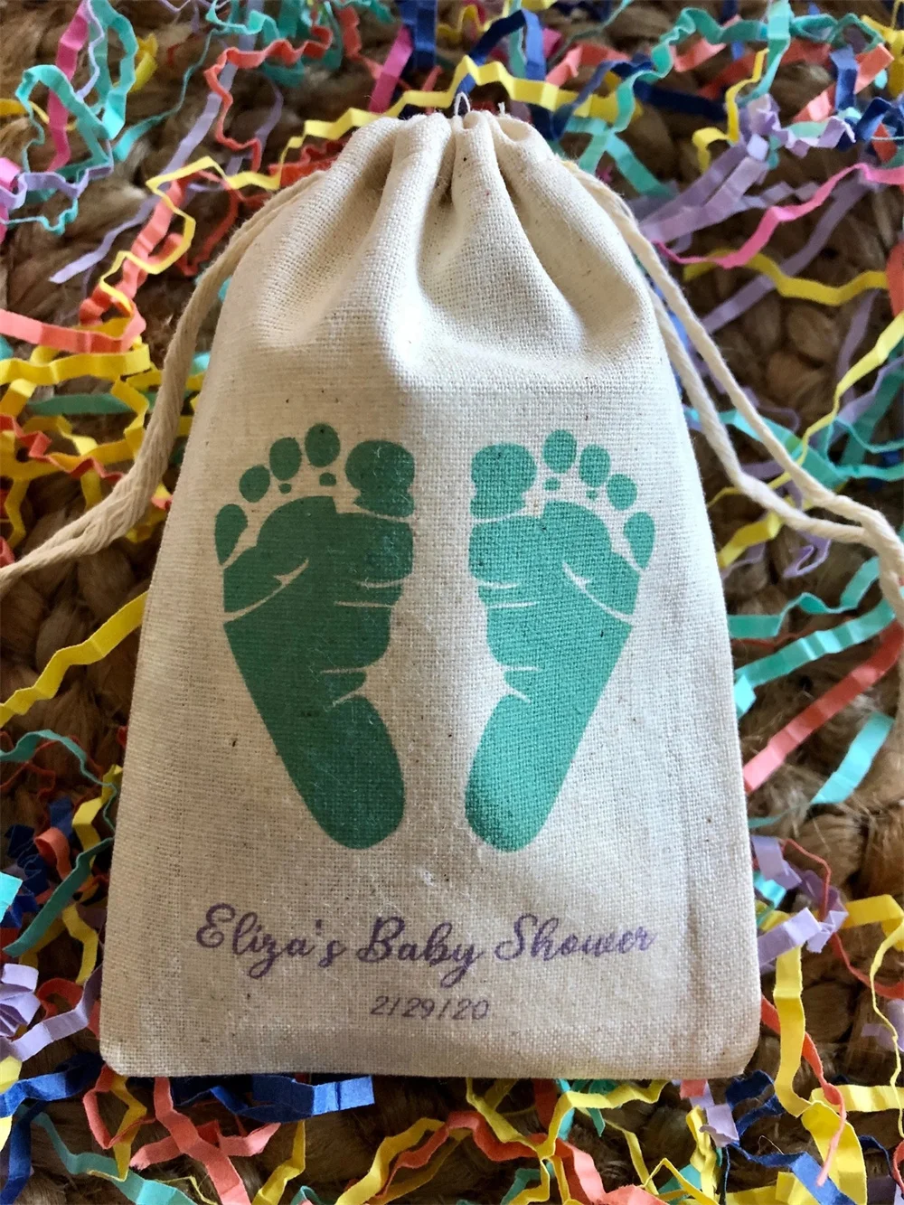 20pcs Custom Baby Footprints Baby Shower or Gender Reveal Favor Bags