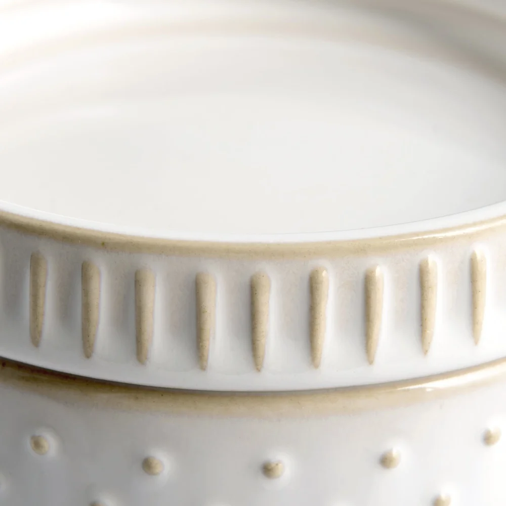 3-teiliges stapelbares Keramik-Glas-Set, handgefertigt, strukturiertes Design, Baumwollbälle, Q-Spitzen, persönliche Gegenstände, rustikale Heimdekoration