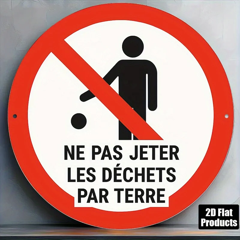 Round French Aluminum Sign Vintage Decorative Plaque with 