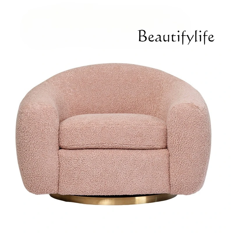 Nordic curved medieval three-person sofa Italian minimalist lamb wool creative special-shaped sofa