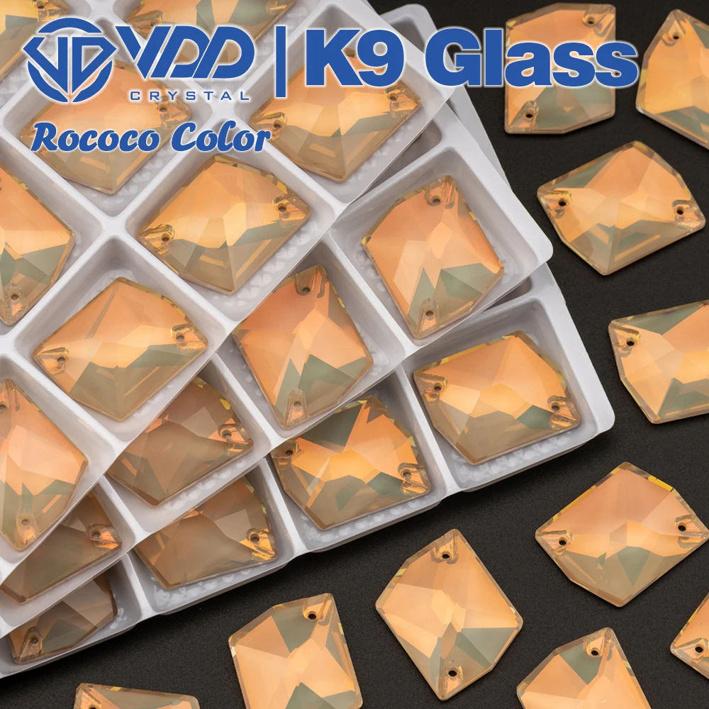 VDD 17x21mm Rococo-Topas Cosmic AAAAA K9 Glas aufnähbare Strasssteine, flache Rückseite zum Aufnähen für Kleidung, Hochzeitskleid-Accessoires – Detail 1