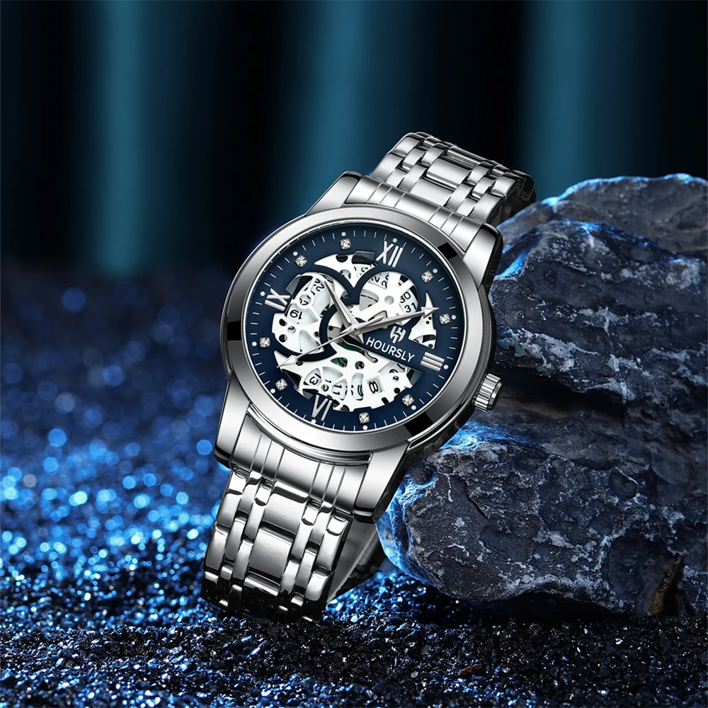 New business leisure men\'s quartz watch fashionable and trendy lifestyle waterproof night light diamond inlaid quartz watch