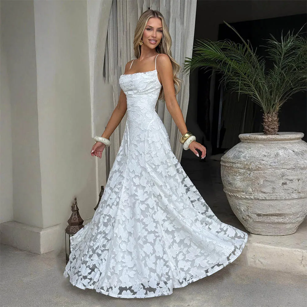 

Spaghetti Strap Backless Sexy Maxi Dress Women Gown Fashion Off-shoulder Sleeveless Lace-up Evening Club Party Dress