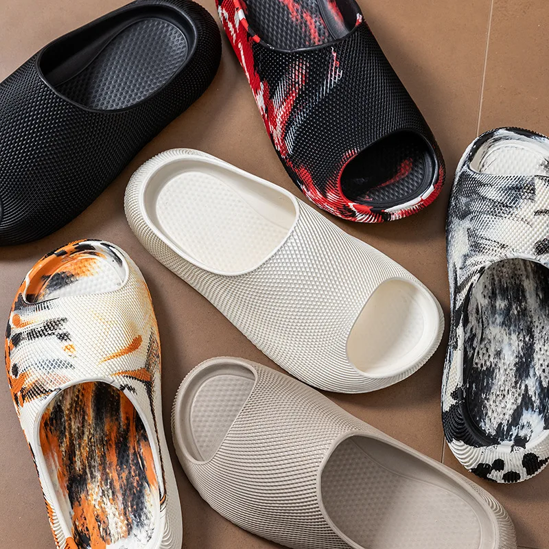 Camouflage Ink Print EVA Slides, Men's Summer Cloud Comfort Slippers, Non-Slip Indoor Outdoor Fashion Beach Sandals