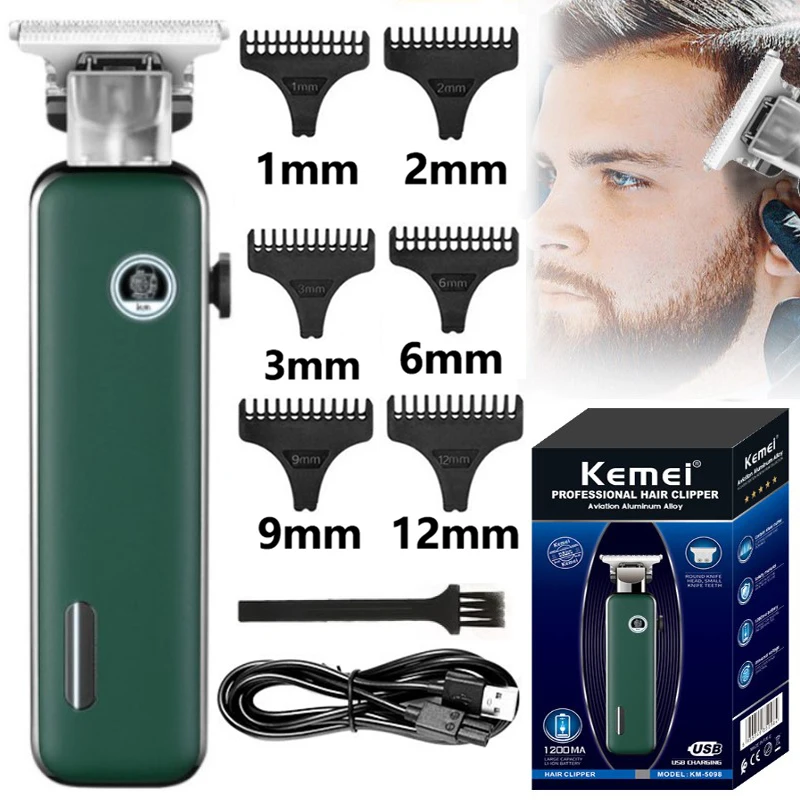 

KM-5098 Professional Barber Hair Trimmer T-blade Dry-shaving and Fading Hair Clipper All-around Close-cutting Machine