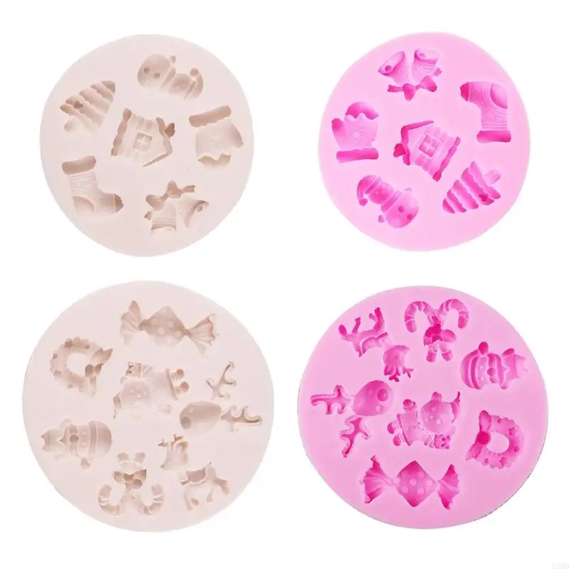 

E8BD Christmas Santa Silicone Molds Baking Tool Fondant Cake Decorating Molds for Making Chocolate, Candy, Candle, Soap