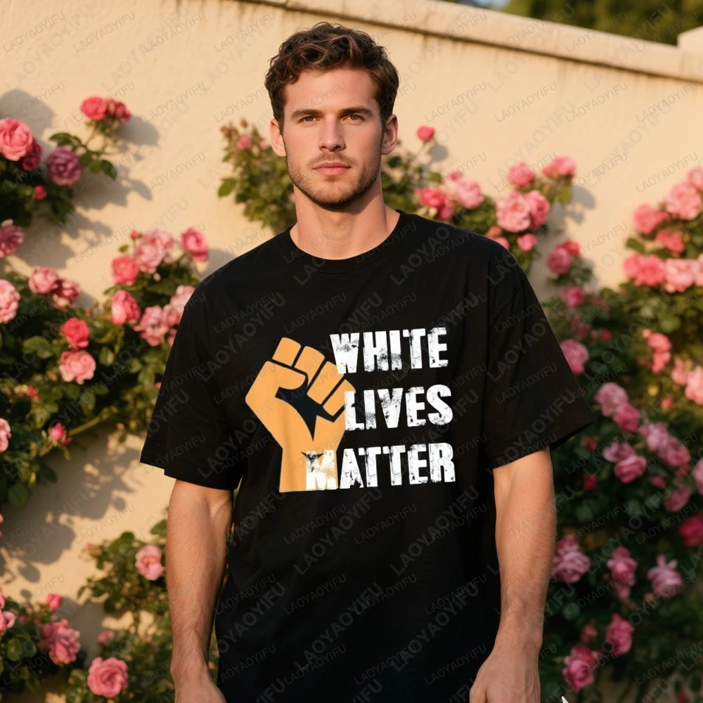 حياة بيضاء المادة بلايز تي شيرت الحقوق المدنية تي شيرت الزي عادية الذكور عالية الجودة القطن قميص الرجال الصيف القطن تي شيرت